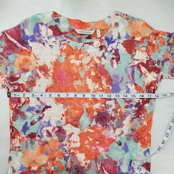 Soft Surroundings Late Bloom Floral Top Medium Watercolor Artsy Fall Teacher - Picture 9 of 11